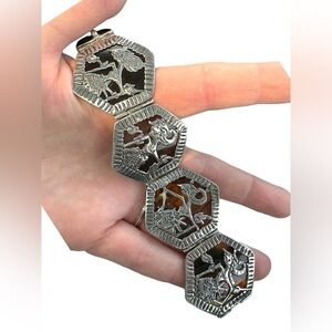 Vintage Djokja shadow puppet bracelet tortoise shell sterling silver 925…